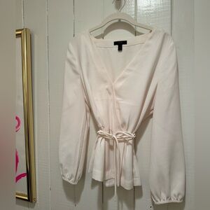 JCrew Cream Faux Wrap Top. Ladies Size 8.